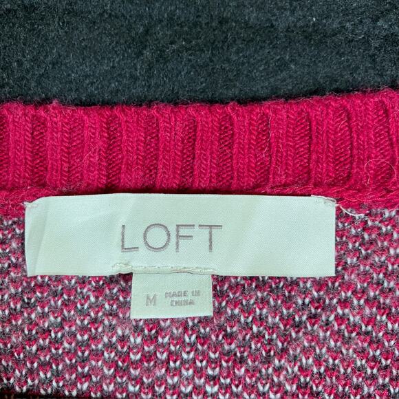 Ann Taylor LOFT Womens Sweater Pink Animal Print Wool Blend Medium - Picture 6 of 12